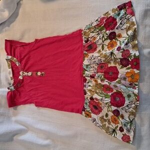 Crazy 8 girls size 5/6 short sleeved dress, pink top, floral bottom